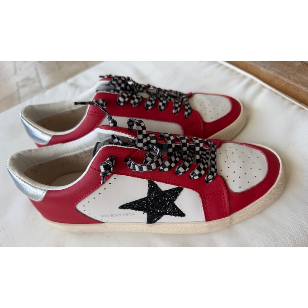 Vintage Havana Red White Star Glitter Low Top Sneakers Size 8 VH EST1954